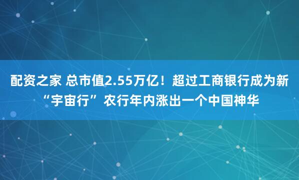 配资之家 总市值2.55万亿！超过工商银行成为新“宇宙行” 农行年内涨出一个中国神华